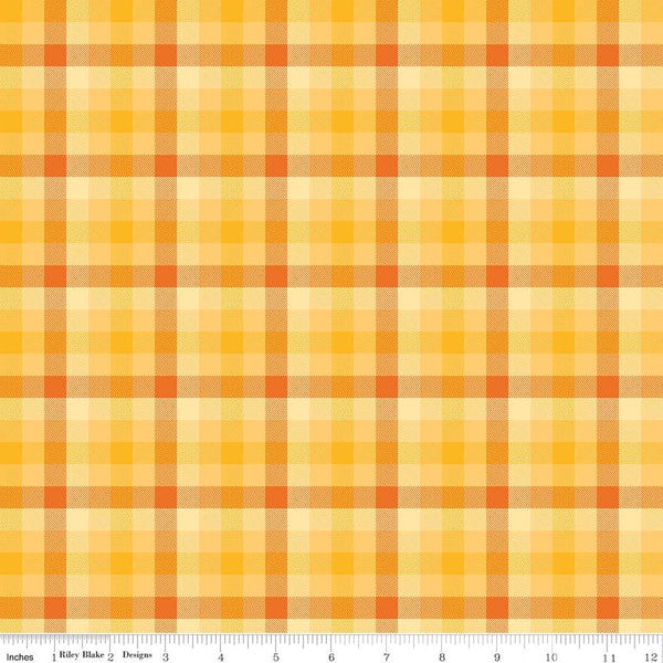 Fall's Town Checked Gold Sandy Gervais Riley Blake Designs Cotton Fabric