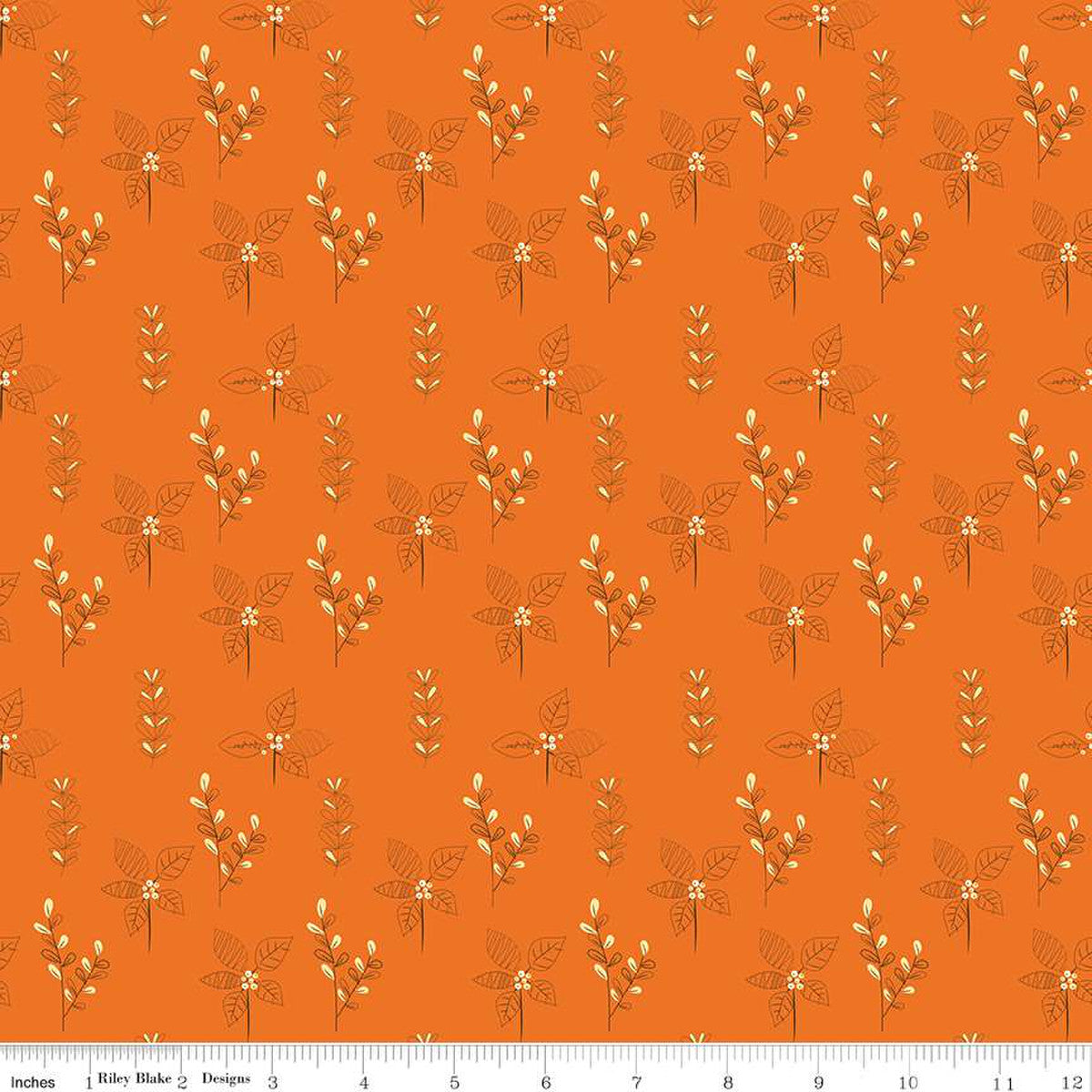 Fall's in Town Drawing Orange Sandy Gervais Riley Blake Designs Cotton Fabric