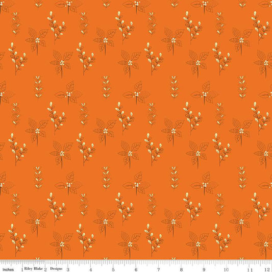 Fall's Town Drawing Orange Sandy Gervais Riley Blake Designs Cotton Fabric