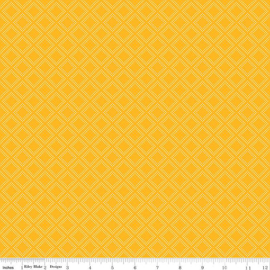 Fall's Town Grid Gold Sandy Gervais Riley Blake Designs Cotton Fabric