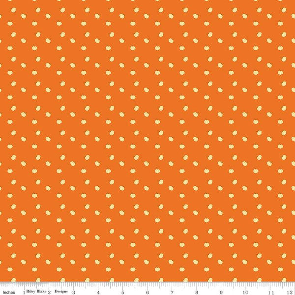 Fall's Town Pumpkins Orange Sandy Gervais Riley Blake Designs Cotton Fabric