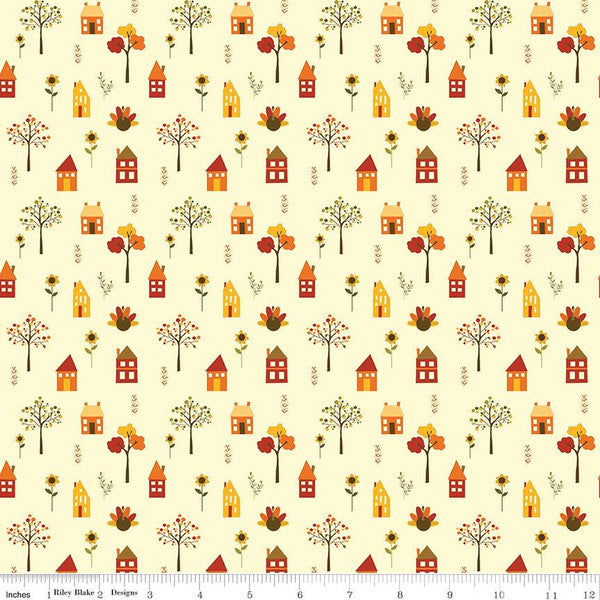 Fall's Town Village Cream Sandy Gervais Riley Blake Designs Cotton Fabric