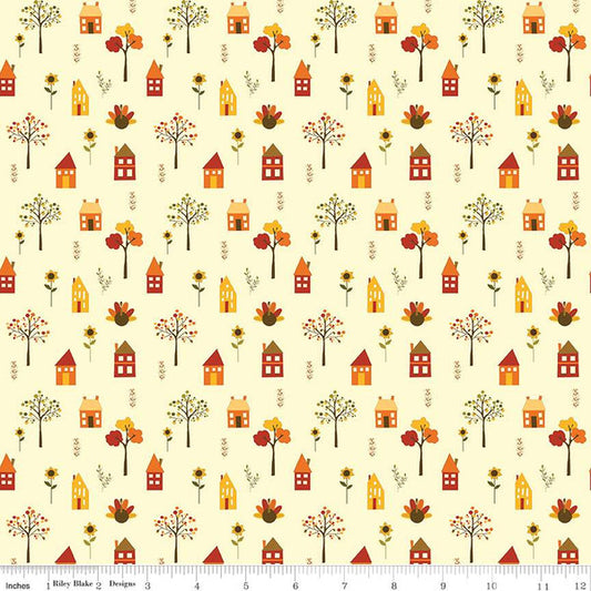 Fall's Town Village Cream Sandy Gervais Riley Blake Designs Cotton Fabric