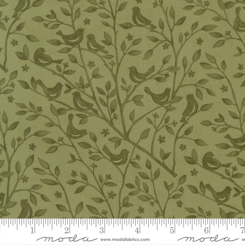 Family Tree Birds Branches Monotone Leaf Deb Strain Moda Fabrics Cotton Fabric MD-56161-13