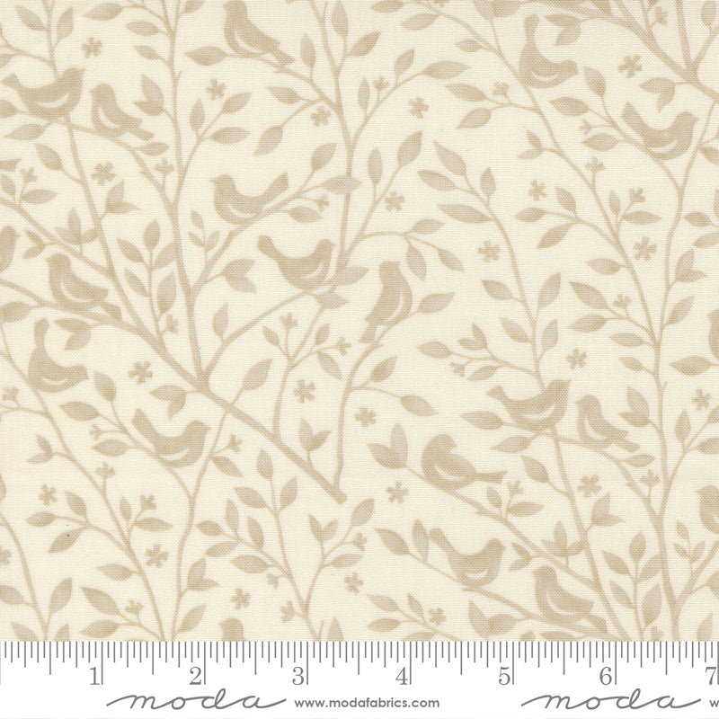 Family Tree Birds Branches Monotone Warm White Deb Strain Moda Fabrics Cotton Fabric MD-56161-11