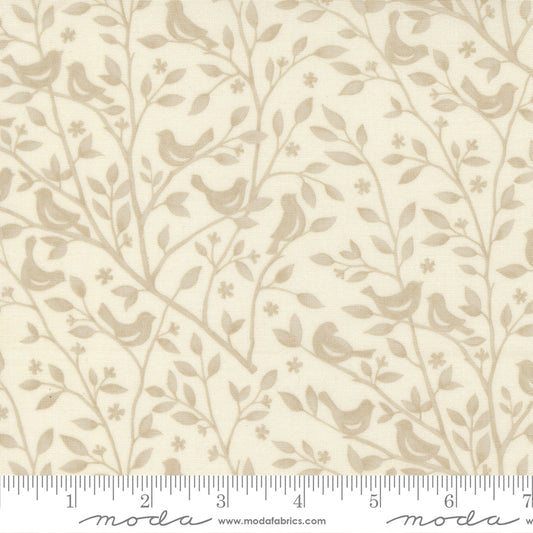 Family Tree Birds Branches Monotone Warm White Deb Strain Moda Fabrics Cotton Fabric MD-56161-11