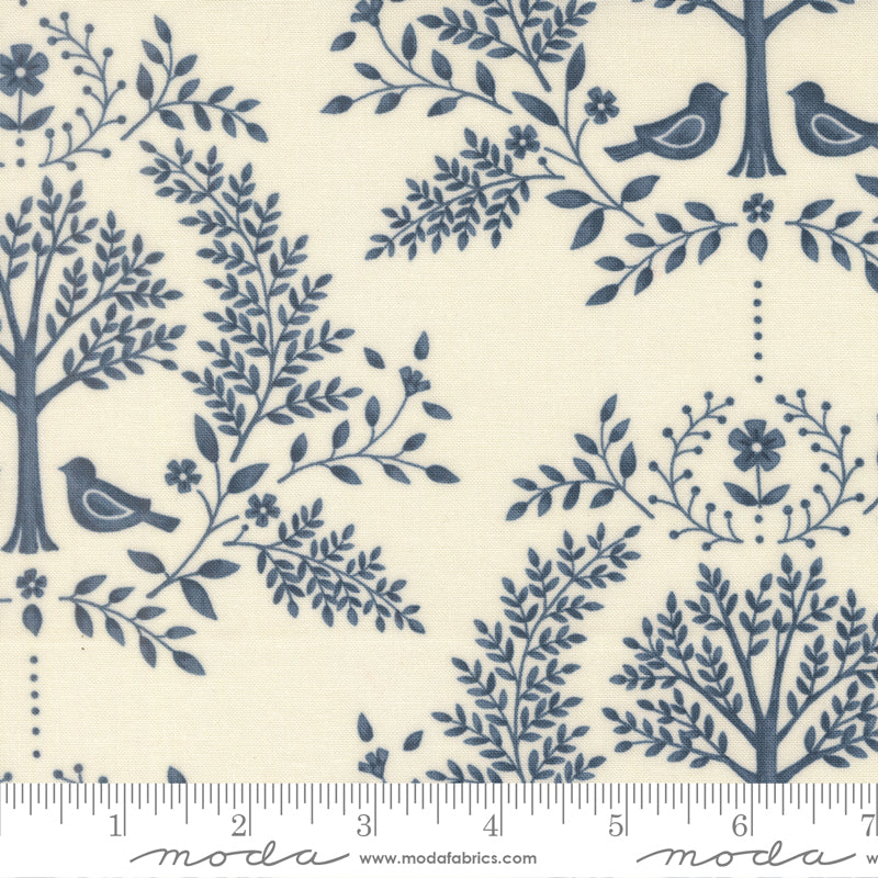 Family Tree Damask Birds Warm White Deb Strain Moda Cotton Fabric MD-56160-11 | US Fabric Shop
