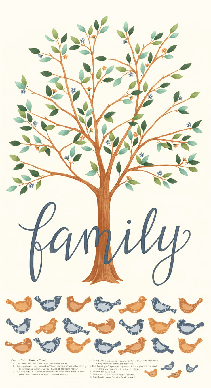 Family Tree Panel 24" Panel Warm White Deb Strain Moda Fabrics Cotton Fabric MD-56166-11