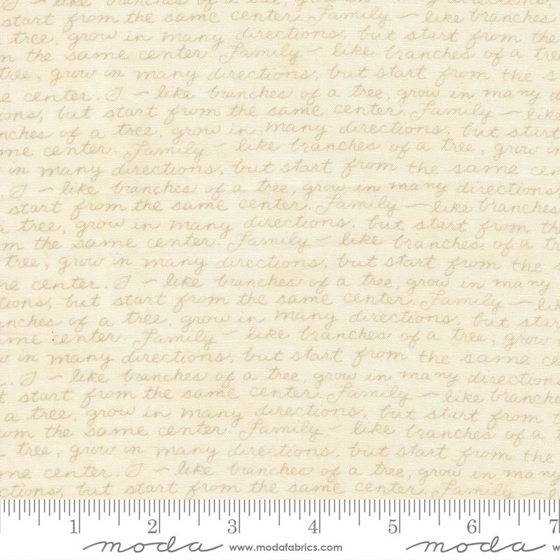 Family Tree Quote Text and Words Warm White Tonal Deb Strain Moda Fabrics Cotton Fabric MD-56165-21