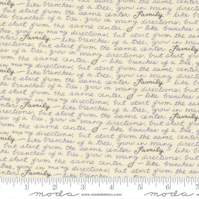 Family Tree Quote Text and Words Warm White Deb Strain Moda Fabrics Cotton Fabric MD-56165-11