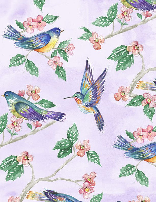 Fanciful Flight Large Birds All Over Purple Lori Siebert  Wilmington Prints Cotton Fabric