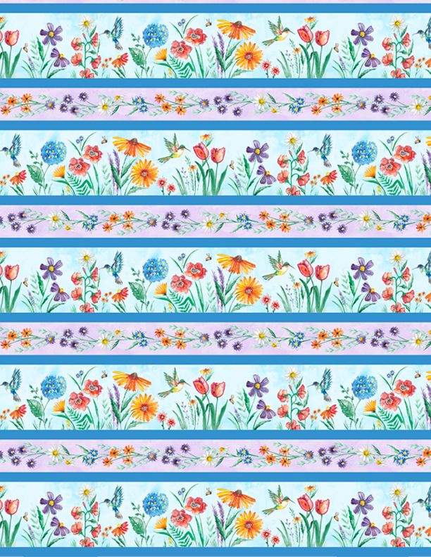 Fanciful Flight Repeating Stripe Multi Lori Siebert Wilmington Prints Cotton Fabric