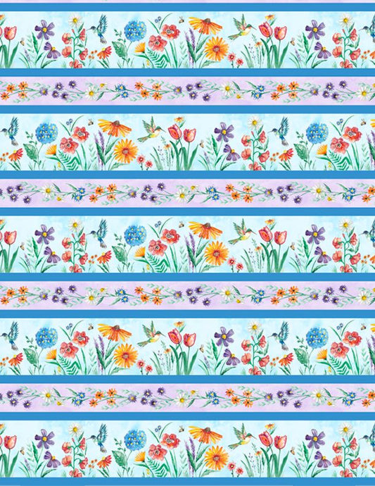 Fanciful Flight Repeating Stripe Multi Lori Siebert Wilmington Prints Cotton Fabric