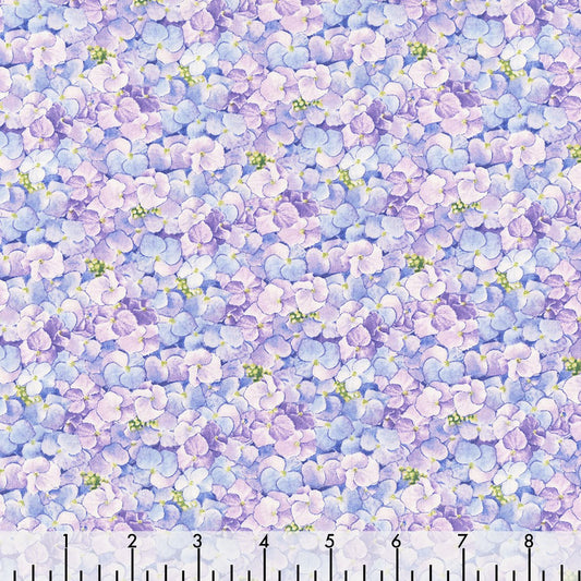 Fancy Tea Packed Hydrangea Blooms Lavender Purple Carol Wilson Elizabeth Studio Cotton Fabric