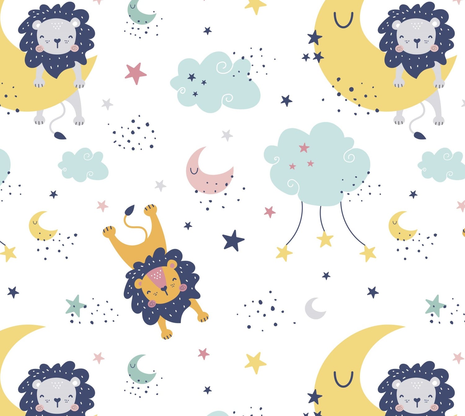 Fantastic Flannel Sleepy Lion White David Textiles Cotton FLANNEL Fabric DT-DX-4838-4F-1 | US Fabric Shop