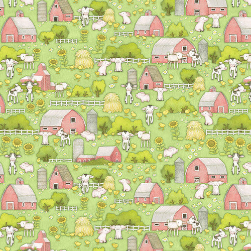 Farm Babies Farm Scenic Green Beth Logan Henry Glass Cotton Fabric