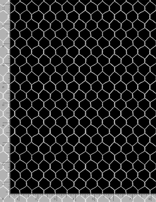 Farm Fresh Chicken Coop Wire Black Timeless Treasures Cotton Fabric