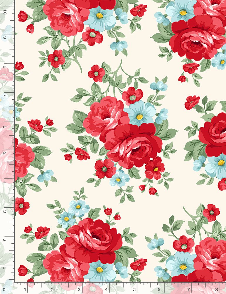 Farm Fresh Rose Bouquets Cream Timeless Treasures Cotton Fabric