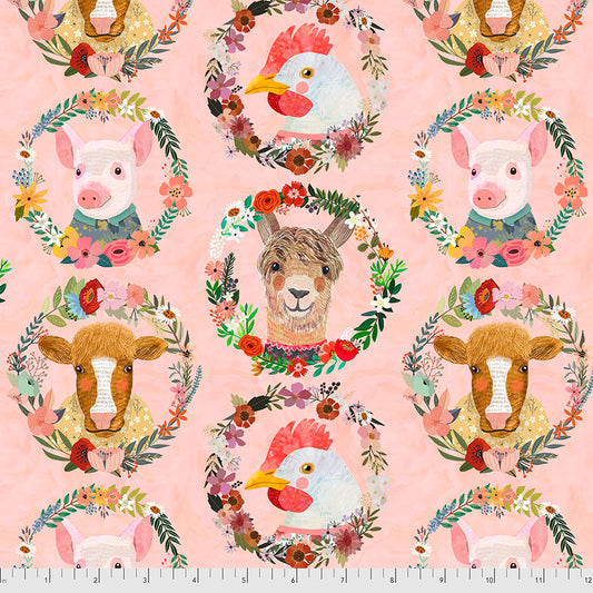 Farm Friends Farm Badges Peach Mia Charro Free Spirit Cotton Fabric