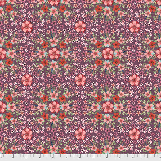 Farm Friends Farm Floral Plum Mia Charro Free Spirit Cotton Fabric