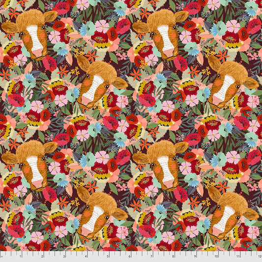Farm Friends Floral Cow Multi Mia Charro Free Spirit Cotton Fabric