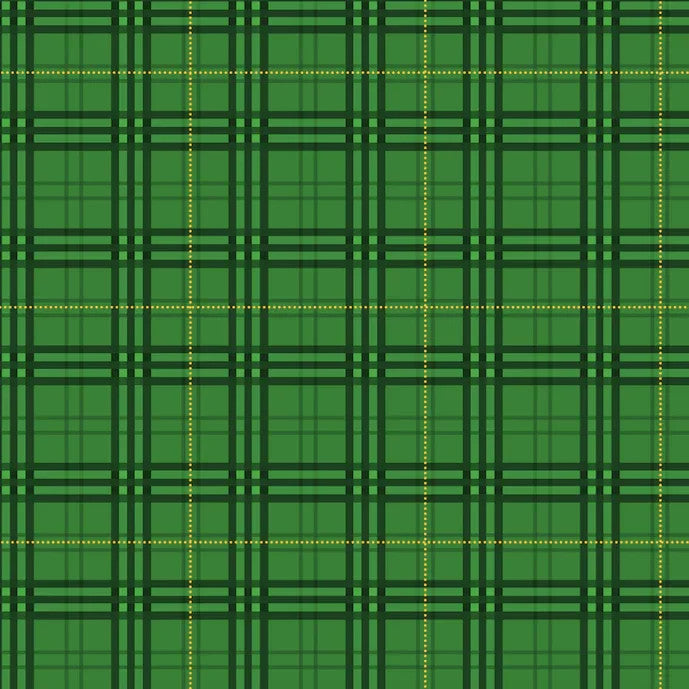 Farm Machines II Tartan Blender Green Kennard & Kennard Cotton Fabric KK-1093-P