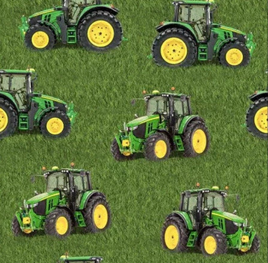 Farm Machines II Tractors Allover Green Kennard & Kennard Cotton Fabric KK-1093-M | US Fabric Shop
