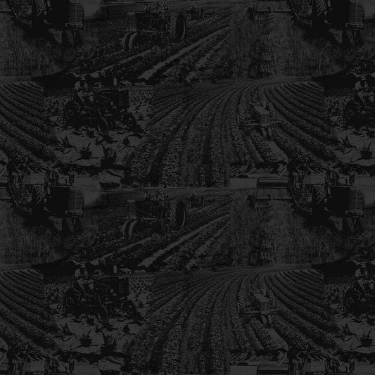 Farmall Toile Tractor farm fields Black Country Living Print Concepts Cotton Fabric