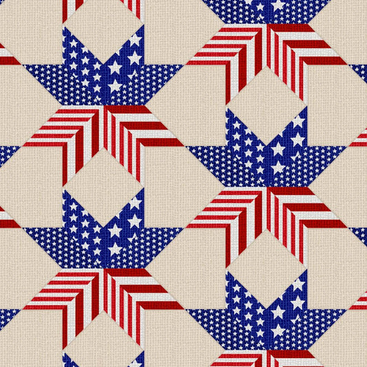 Farmall Burlap Quilt Patriotic Burlap Beige AE Nathan Cotton Fabric AEN-2875-87