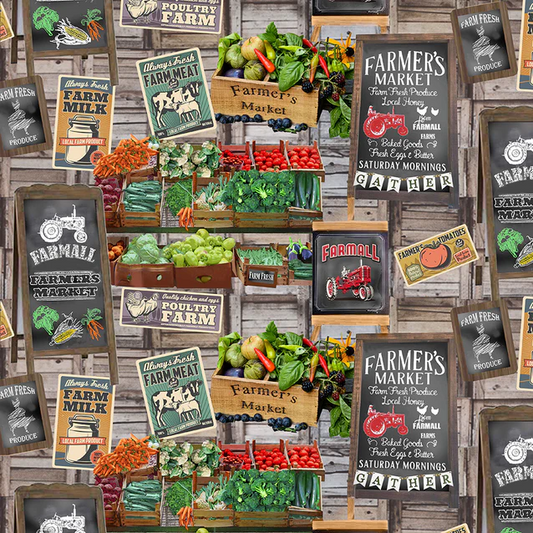 Farmall Farm to Table Farmer's Market Sykel Enteprises Cotton Fabric SYK-10461