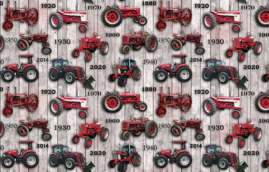 Farmall History Vintage Tractors Whitewash Sykel Enterprises Cotton Fabric SYK-10547