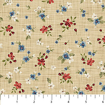 Farmhouse Sampler Floral Toss Beige Multi Deborah Edwards Northcott Cotton Fabric NC-28605-12