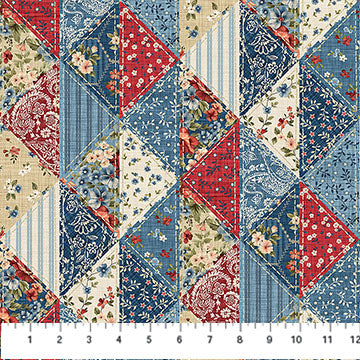 Farmhouse Sampler Patchwork Cream Multi Deborah Edwards Northcott Cotton Fabric NC-DP28602-11