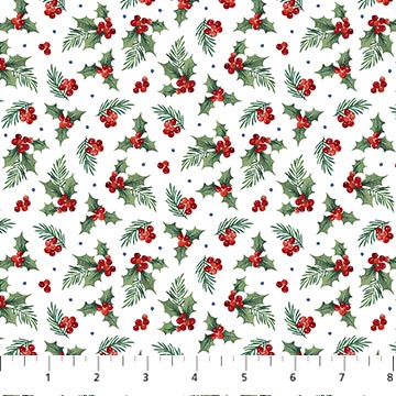 Farmstead Friends Holly White Multi Simon Treadwell Northcott Cotton Fabric NC-26898-10 | US Fabric Shop