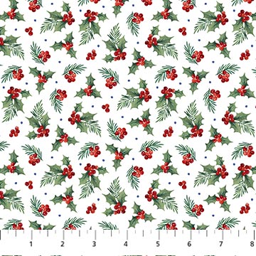 Farmstead Friends Holly White Multi Simon Treadwell Northcott Cotton Fabric