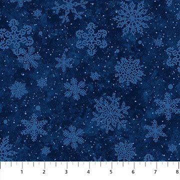 Father Christmas Winter Snowflakes Dark Blue Liz Goodrick-Dillon Northcott Cotton Fabric