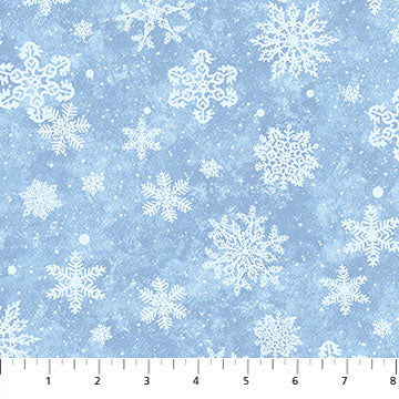 Father Christmas Winter Snowflakes Light Blue Liz Goodrick-Dillon Northcott Cotton Fabric