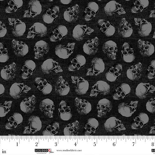 Fear Factory Small Skull Toss Black Lena Art Studio Studio E Cotton Fabric SE-8345-99