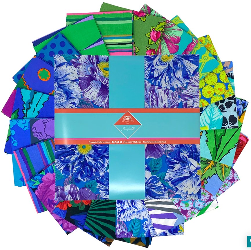 February 2026 Cool 10" Squares 42 pcs Kaffe Fassett Collective Free Spirit Cotton Fabric FS-FB610GP.FEB26COOL
