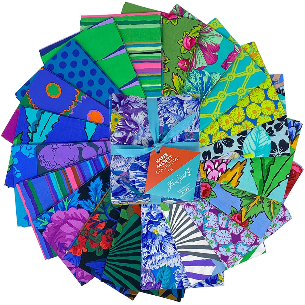 February 2026 Cool Fat Quarter Bundle 18"x21" 20 pcs Kaffe Fassett Collective Free Spirit Cotton Fabric FS-FB4FQGP.FEB26COOL