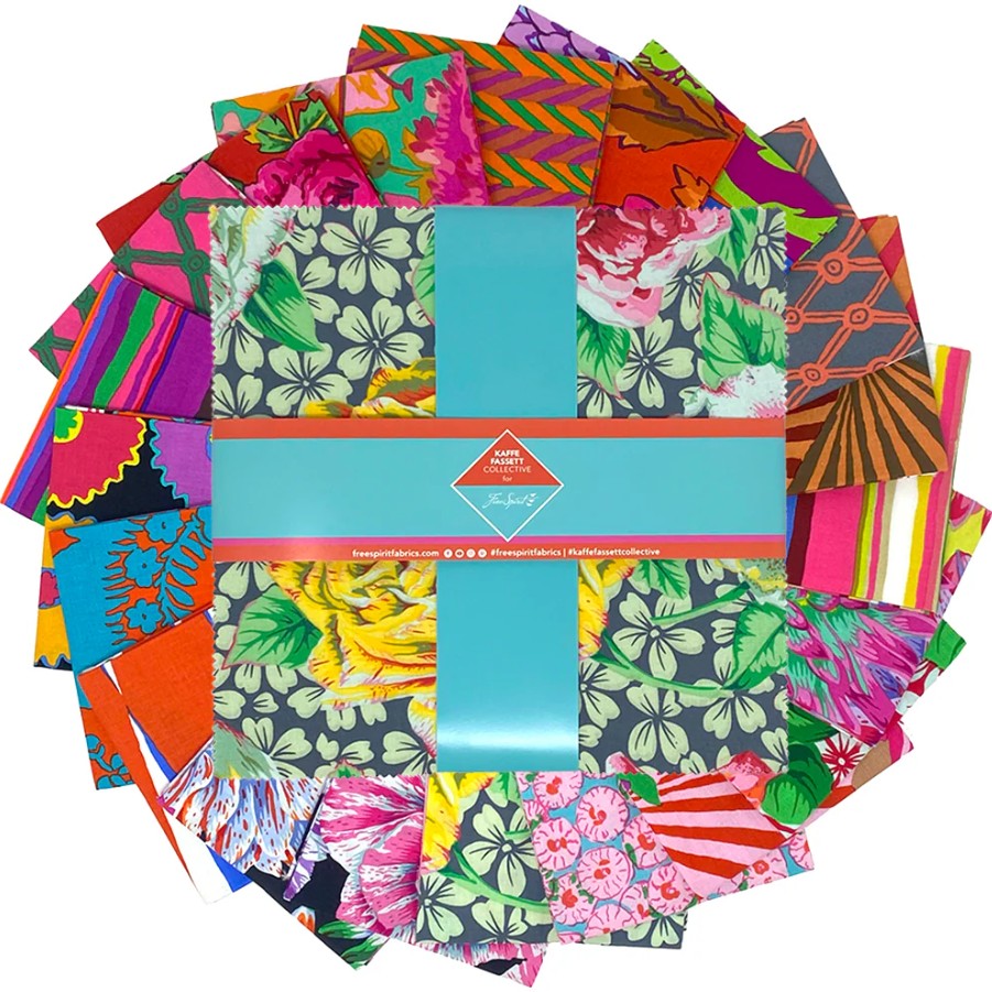 February 2026 Warm 10" Squares 42 pcs Kaffe Fassett Collective Free Spirit Cotton Fabric FS-FB610GP.FEB26WARM