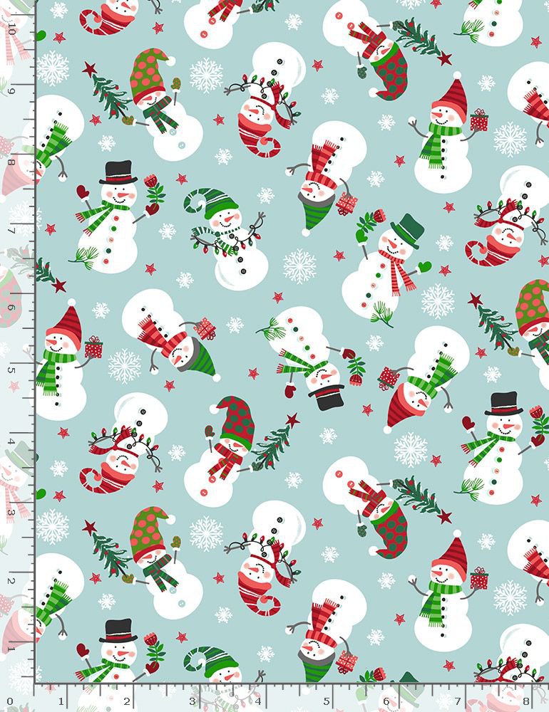 Feeling Festive Snowmen Holiday Blue Timeless Treasures Cotton Fabric