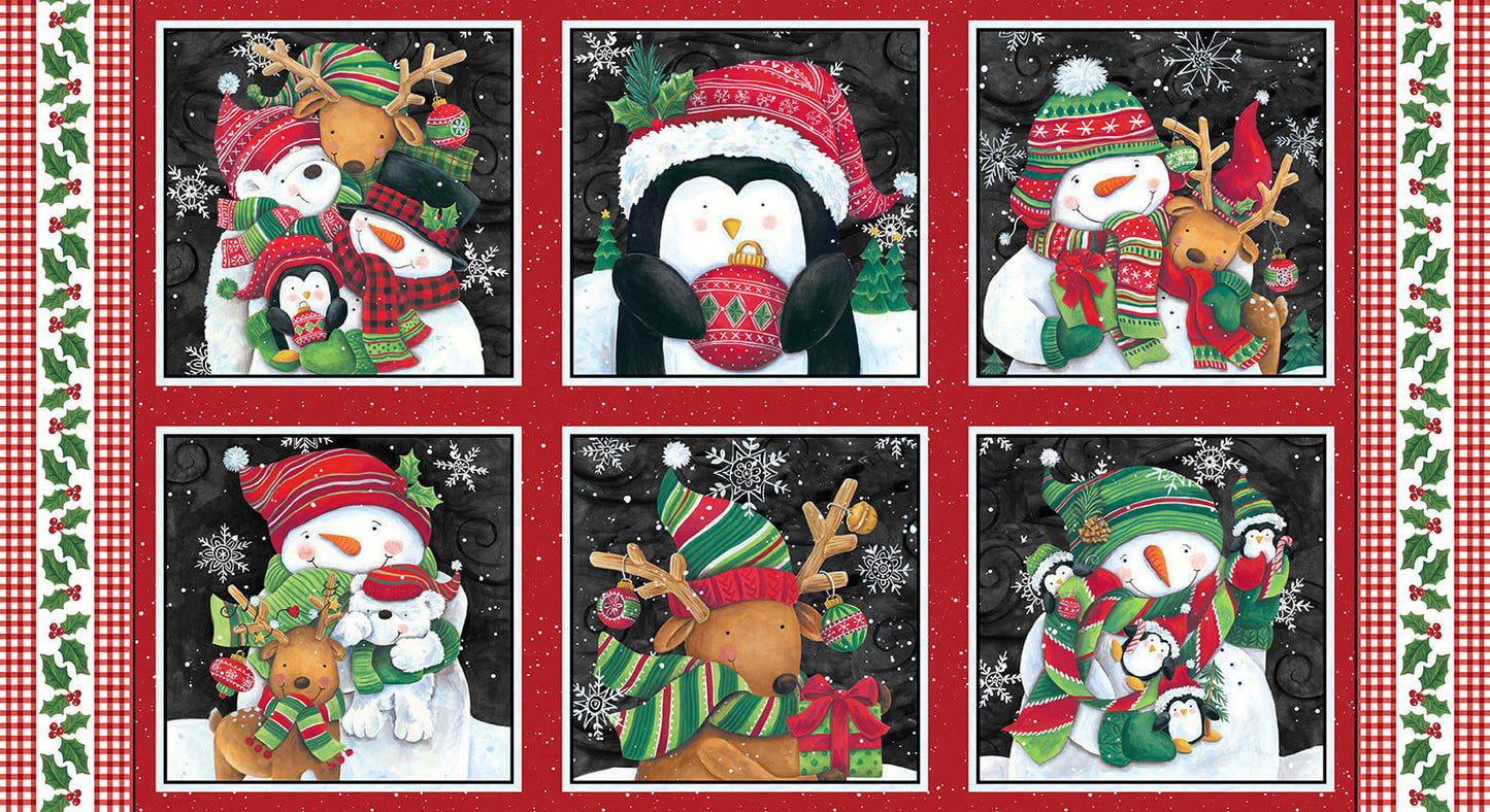 Feeling Frosty Christmas Snowman Block Panel 24" Diane Kater Blank Quilting Cotton Fabric