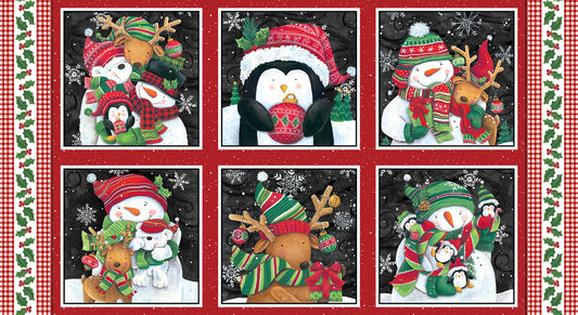 Feeling Frosty Christmas Snowman Block Panel 24" Diane Kater Blank Quilting Cotton Fabric