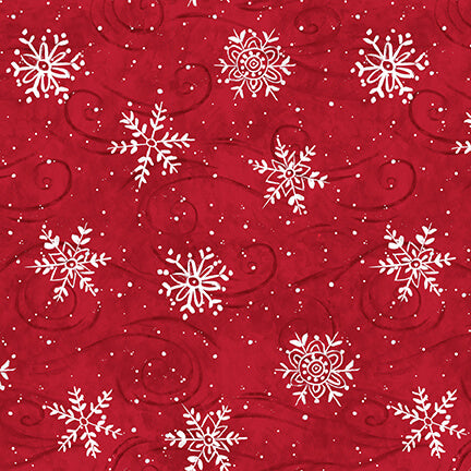 Feeling Frosty Snowflakes Red Diane Kater Blank Quilting Cotton Fabric