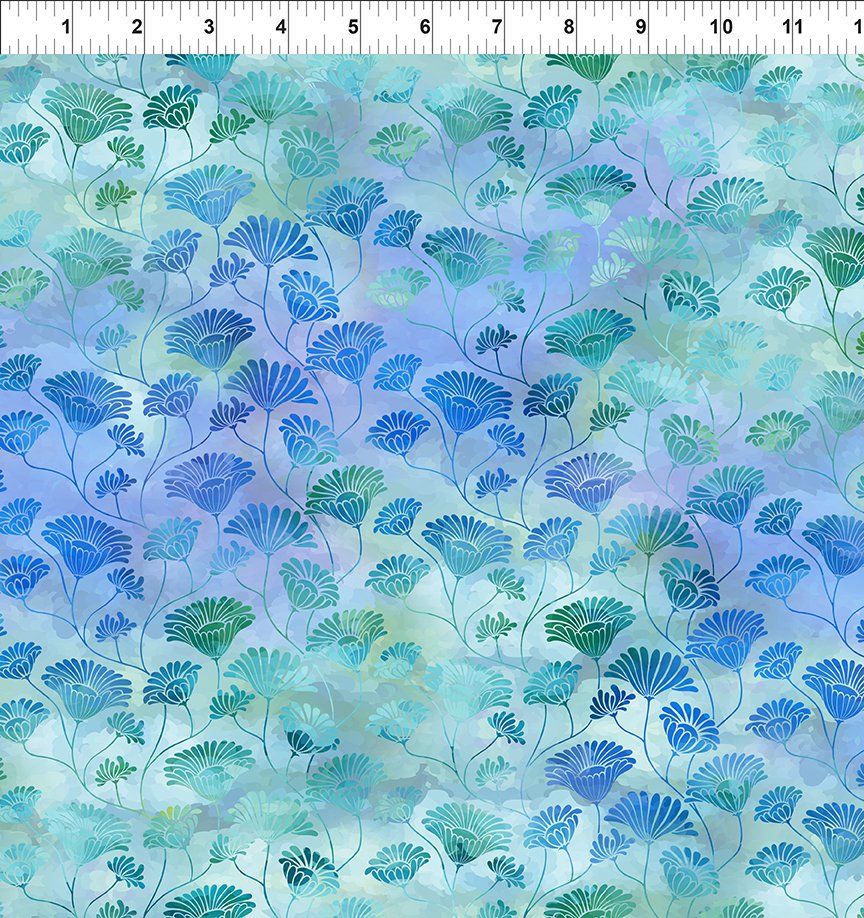 Felicity Flower Vines Blue In the Beginning Fabrics Cotton Fabric ITB-4FEL-2