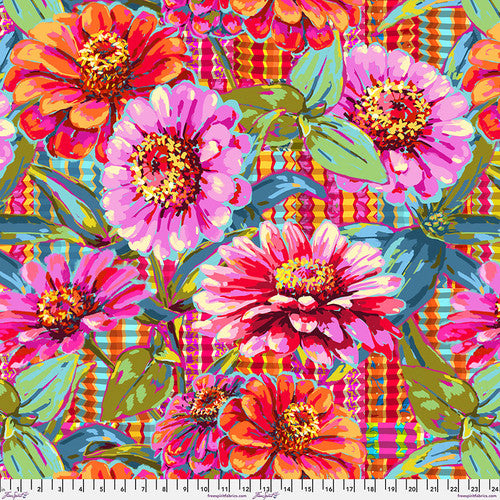 Festival 108" Wideback Gian Zinnias Pink Odile Bailloeul Free Spirit Cotton 60s Fabric FS-QBOB002.PINK | US Fabric Shop