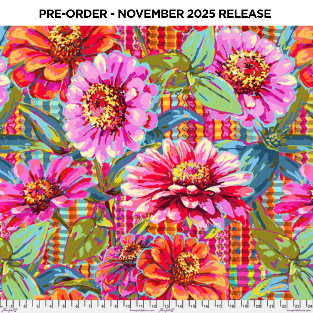 PRE-ORDER | NOV 2025 | Festival 108" Wideback Gian Zinnias Pink Odile Bailloeul Free Spirit Cotton 60s Fabric FS-QBOB002.PINK