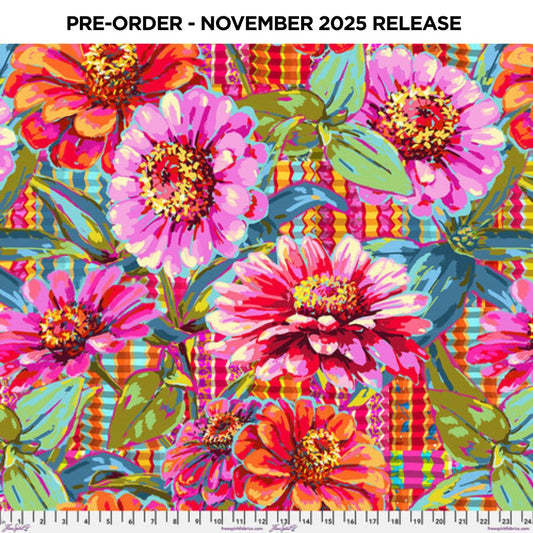 PRE-ORDER | NOV 2025 | Festival 108" Wideback Gian Zinnias Pink Odile Bailloeul Free Spirit Cotton 60s Fabric FS-QBOB002.PINK