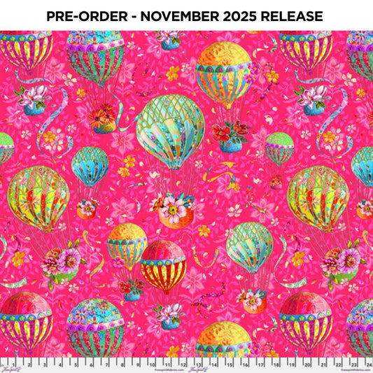 PRE-ORDER | NOV 2025 | Festival Balloons Pink Odile Bailloeul Free Spirit Cotton 60s Fabric FS-PWOB111.PINK
